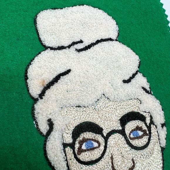 1960s MCM Felt Crewel Christmas Stockings Set of 2 Victorian Lady Gentlemen MONO - Picture 5 of 11